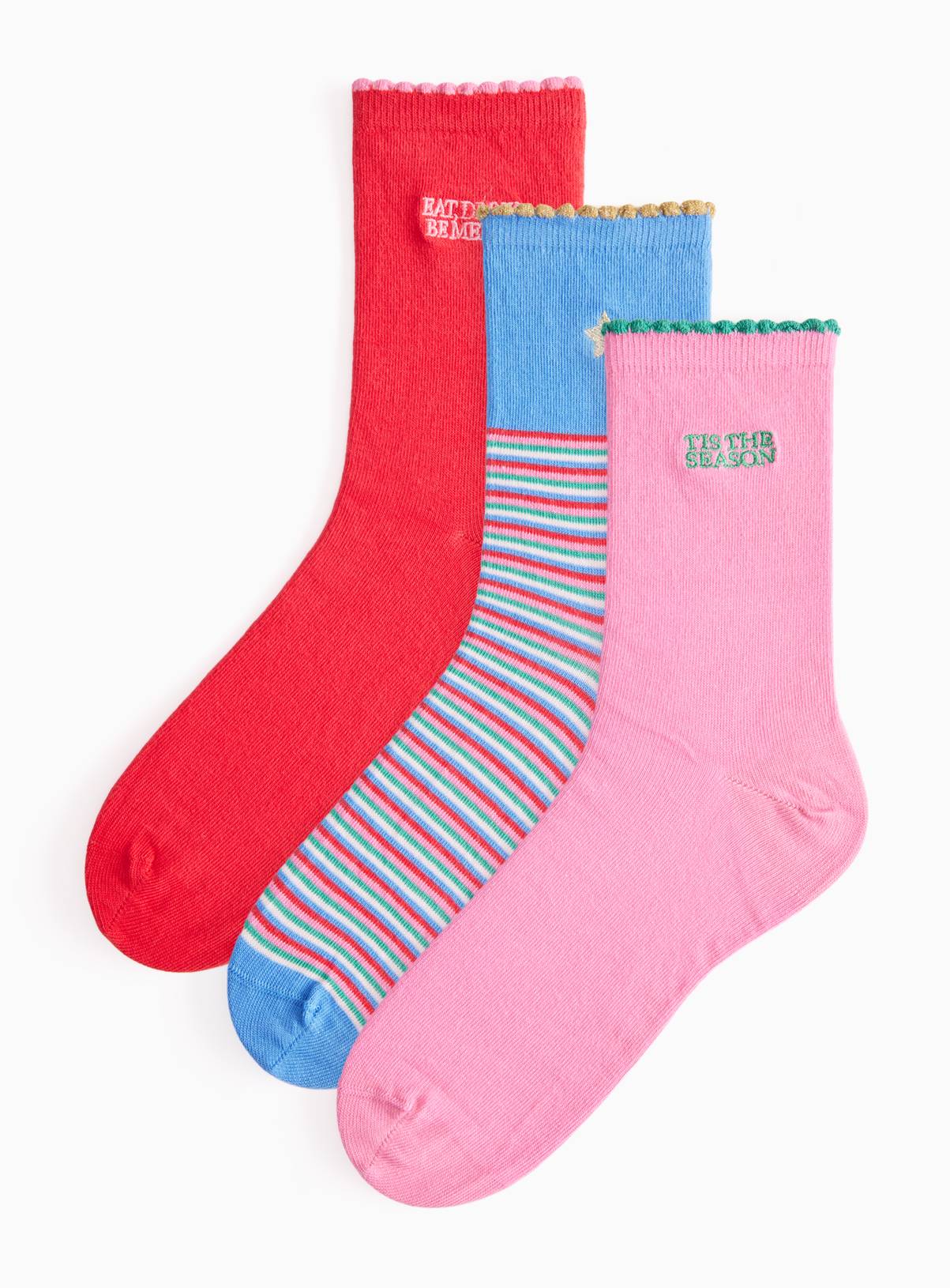 Christmas Slogan Ankle Socks in a Box 3-Pack 6-8 - Image 1